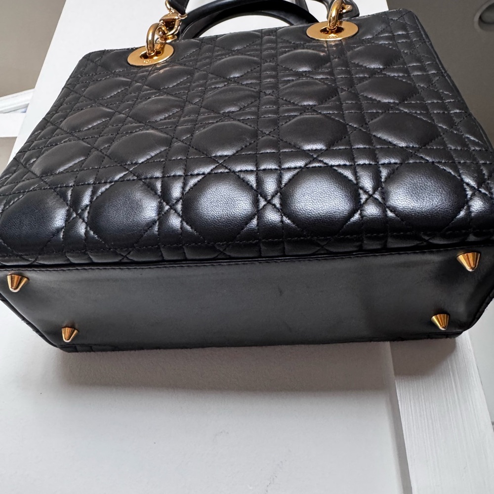 Christian Dior Small Black Leather Lady Cannage Quilted Bag - Picture 7 of 11
